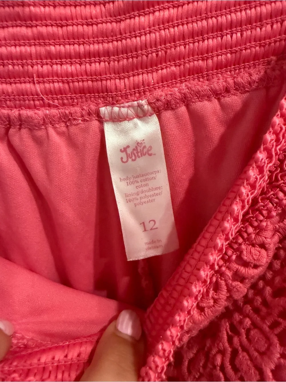 Justice Pink Crochet Tiered Skort